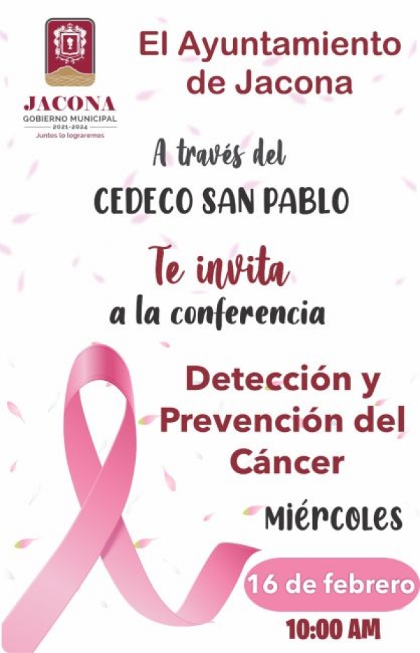 Imparten Conferencia “Detección y Prevención del Cáncer” en el CEDECO San Pablo