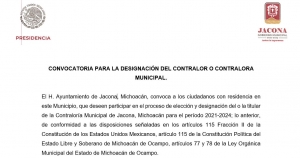 Convocatoria para la designación del contralor o contralora municipal