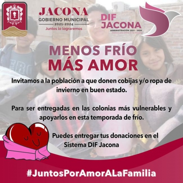Dieron el arranque de la campaña “Menos Frío, Más Amor” Angélica Luna, Presidenta del Sistema DIF Jacona y Miguel Anaya Peña, Director de Desarrollo Social