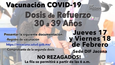 Vacunación COVID-19, Dosis de refuerzo 30 a 39 años