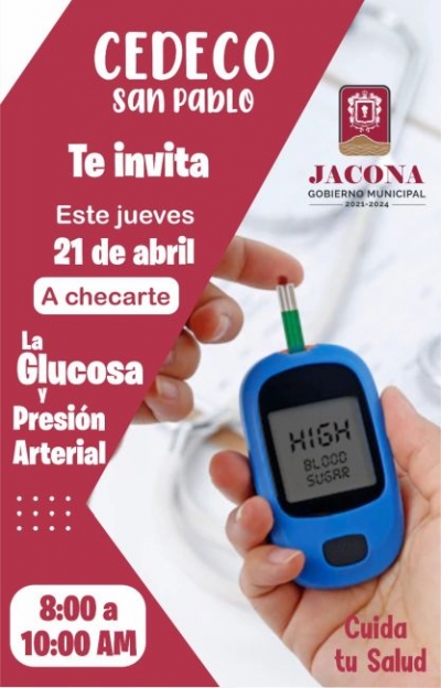 El gobierno de Jacona invita a la población a checarse la glucosa y presión arterial en el CEDECO de San Pablo