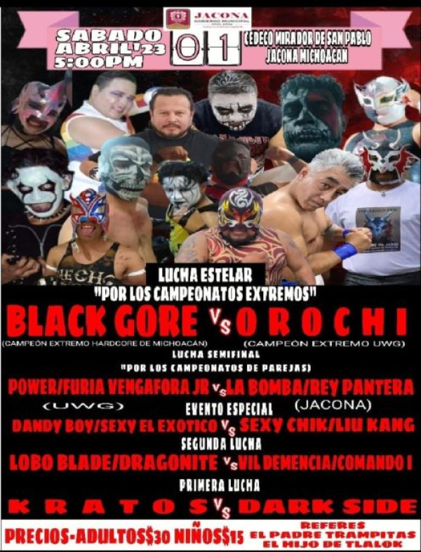 Gran evento de lucha libre en Jacona en el CEDECO San Pablo