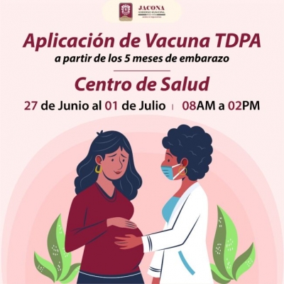 Aplicarán Vacuna TDPA para embarazadas en Jacona
