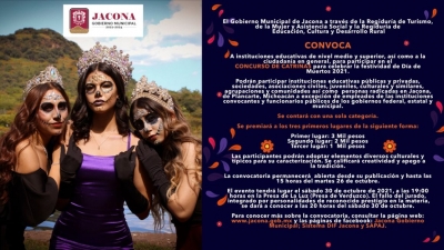 Gobierno Municipal de Jacona convoca a la ciudadanía al concurso de ofrendas y catrinas
